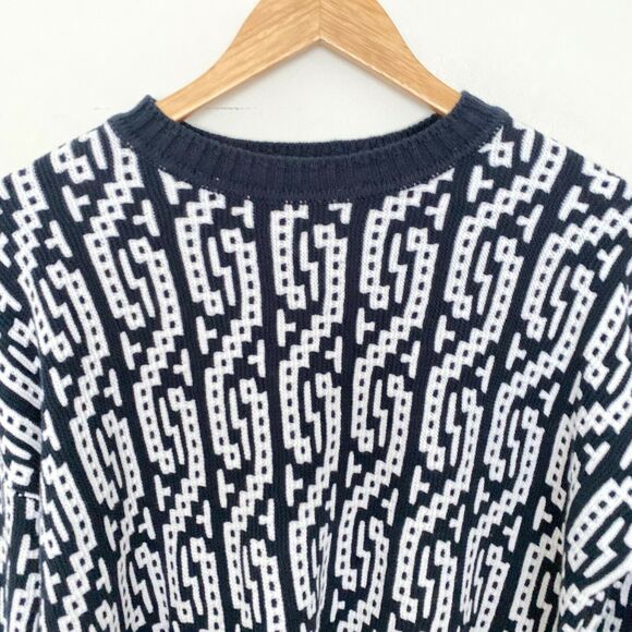Tommy Hilfiger Womens Two Tone Cable Sweater Pullover Blue White S Small - Picture 4 of 8